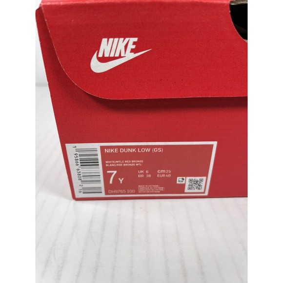 NEW Nike Dunk Low GS White Metallic Red Bronze DH9765-100 - Picture 8 of 8